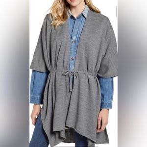 ALLSAINTS Tie Ruana Grey Marl Cardigan One Fits All NEW w/Tags